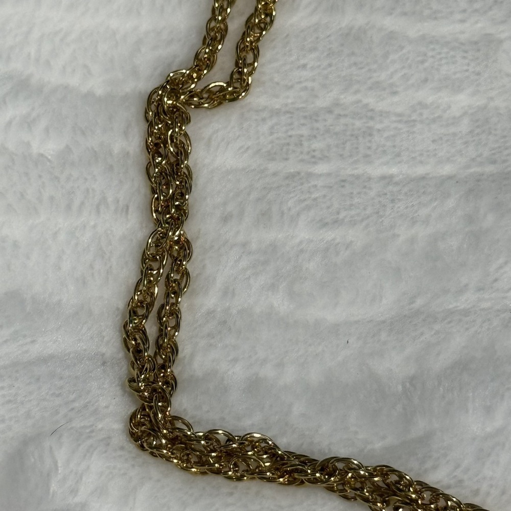 Vintage Gold Tone Tassel Pendant Necklace Multi Strand Chain Statement Necklace - Picture 5 of 5